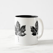 Zwart-wit Maple Leaf Print Mok (Voorkant rechts)