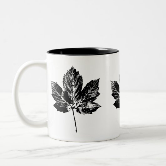Zwart-wit Maple Leaf Print Mok (Links)