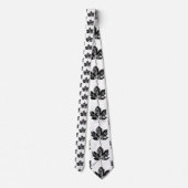 Zwart-wit Maple Leaf Print Stropdas (Achterkant)