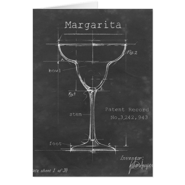 Zwart-wit Margarita Glass Blueprint (Voorkant)