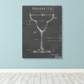 Zwart-wit Margarita Glass Blueprint Canvas Afdruk (Insitu (Houten vloer))
