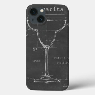 Zwart-wit Margarita Glass Blueprint iPhone 13 Hoesje