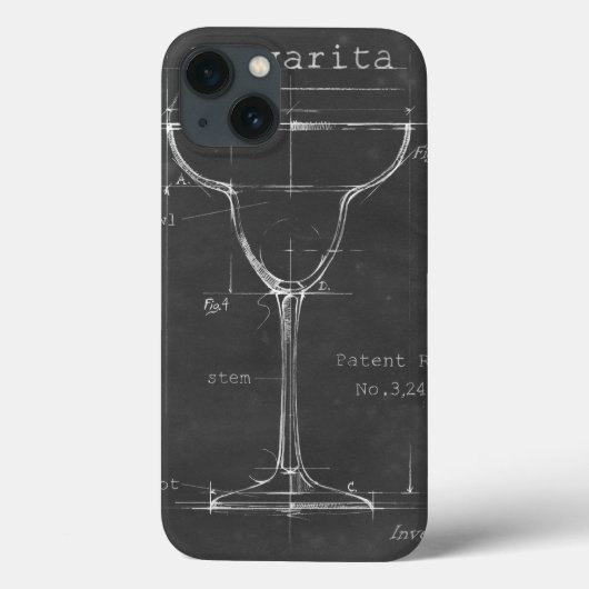 Zwart-wit Margarita Glass Blueprint Case-Mate iPhone Case (Achterkant)