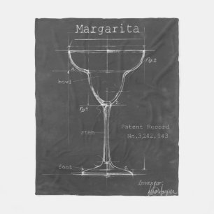 Zwart-wit Margarita Glass Blueprint Fleece Deken