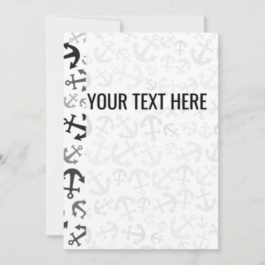 Zwart wit marien ankerpatroon aankondiging (Voorkant)