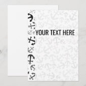 Zwart wit marien ankerpatroon aankondiging (Voorkant / Achterkant)