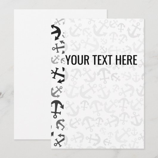 Zwart wit marien ankerpatroon aankondiging (Voorkant / Achterkant)