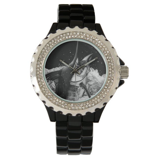 Zwart & Wit Marlin Horloge (Voorkant)