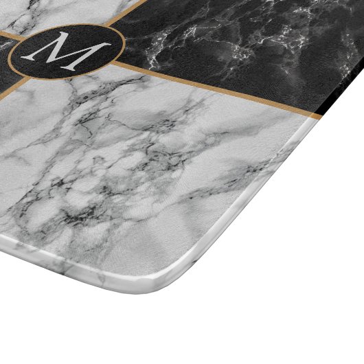 Zwart wit marmer aangepaste letter snijplank (Hoek)