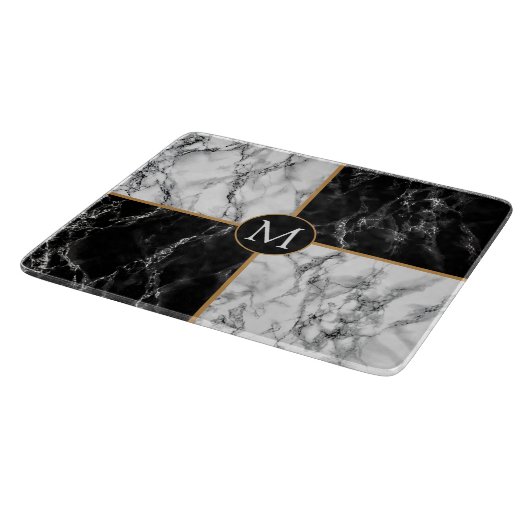 Zwart wit marmer aangepaste letter snijplank (Hoek)