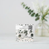 Zwart-wit marmer Abstracte QR-code Social Media Vierkante Visitekaartje (Staand voorkant)