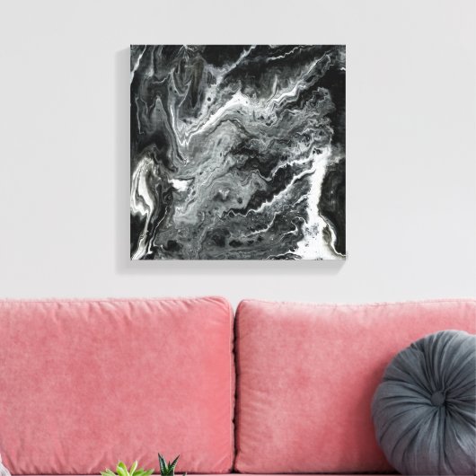 Zwart-wit marmer acryl schilderij canvas afdruk (Insitu (Woonkamer))