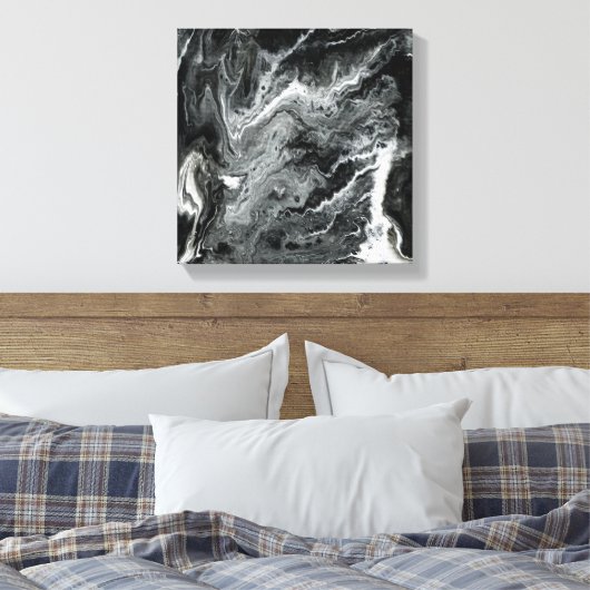 Zwart-wit marmer acryl schilderij canvas afdruk (Insitu (Slaapkamer))
