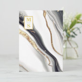 *~ ZWART WIT Marmer Agaat AR66 RSVP QR Trouwen Kaart (Staand voorkant)