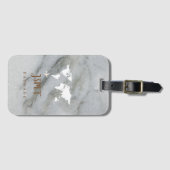 Zwart-wit marmer bagagelabel (Voorkant (horizontaal))