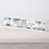 Zwart-wit marmer bureau naambordje (Voorkant)