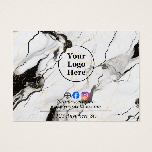 Zwart-wit marmer Care Instructie Kaart (Achterkant)