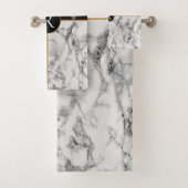 Zwart Wit Marmer Custom Letter Badhanddoek Set Bad Handdoek (Insitu)