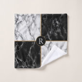 Zwart Wit Marmer Custom Letter Badhanddoek Set Bad Handdoek (Wasdoekje)