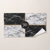 Zwart Wit Marmer Custom Letter Badhanddoek Set Bad Handdoek (Handdoek)