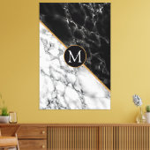 Zwart Wit Marmer Custom Letter Canvas Print (Insitu (Woonkamer))