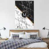 Zwart Wit Marmer Custom Letter Canvas Print (Insitu (Slaapkamer))