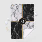 Zwart Wit Marmer Custom Letter Golf Handdoek (Insitu)