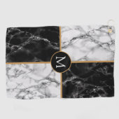 Zwart Wit Marmer Custom Letter Golf Handdoek (Horizontaal)
