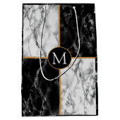 Zwart Wit Marmer Custom Uw Brief Gift Bag Medium Cadeauzakje (Voorkant)