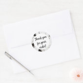 Zwart-wit marmer Dank u Ronde Sticker (Envelop)