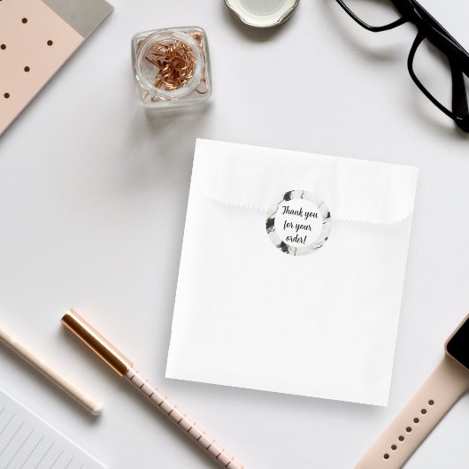 Zwart-wit marmer Dank u Ronde Sticker