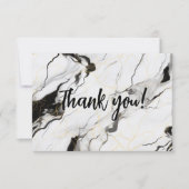 Zwart-wit marmer Dankkaart Bedankkaart (Voorkant)