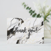 Zwart-wit marmer Dankkaart Bedankkaart (Staand voorkant)
