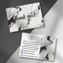 Zwart-wit marmer Dankkaart Bedankkaart