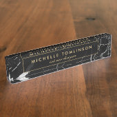 Zwart-wit marmer designer naamplaat naambordje (Zijkant)