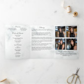 Zwart-wit marmer Elegante begrafenisdiensten Drieluik Programma (Binnen)