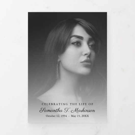 Zwart-wit marmer Elegante begrafenisdiensten Drieluik Programma (Cover)