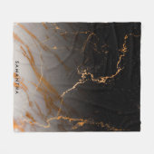 Zwart & Wit Marmer Fleece Deken (Voorkant (Horizontaal))