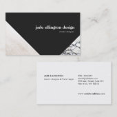 Zwart-wit Marmer Geometrisch Abstract Visitekaartje (Voorkant / Achterkant)