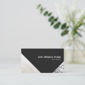 Zwart-wit Marmer Geometrisch Abstract Visitekaartje (Staand voorkant)