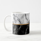 Zwart wit marmer gepersonaliseerd uw letter Mok (Links)