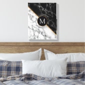 Zwart wit marmer gepersonaliseerde canvas print (Insitu (Slaapkamer))