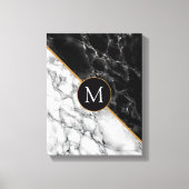 Zwart wit marmer gepersonaliseerde canvas print (Voorkant)