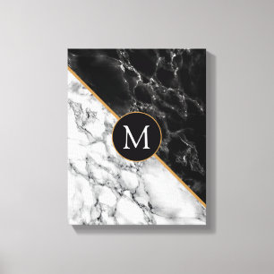 Zwart wit marmer gepersonaliseerde canvas print