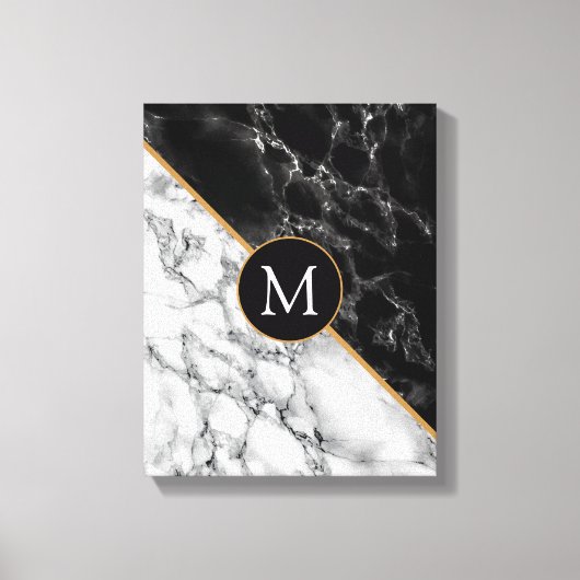 Zwart wit marmer gepersonaliseerde canvas print (Voorkant)