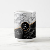 Zwart Wit Marmer Gepersonaliseerde Koffie Mok (Midden)