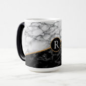 Zwart Wit Marmer Gepersonaliseerde Koffie Mok (Voorkant links)