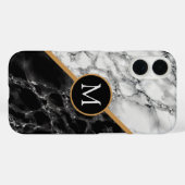 Zwart Wit Marmer Gepersonaliseerde Letter Monogram Case-Mate iPhone Case (Achterkant (horizontaal))