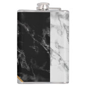 Zwart Wit Marmer Gepersonaliseerde Monogram Kolf Heupfles (Achterkant)