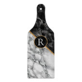 Zwart-wit marmer gepersonaliseerde snijplank (Voorkant)